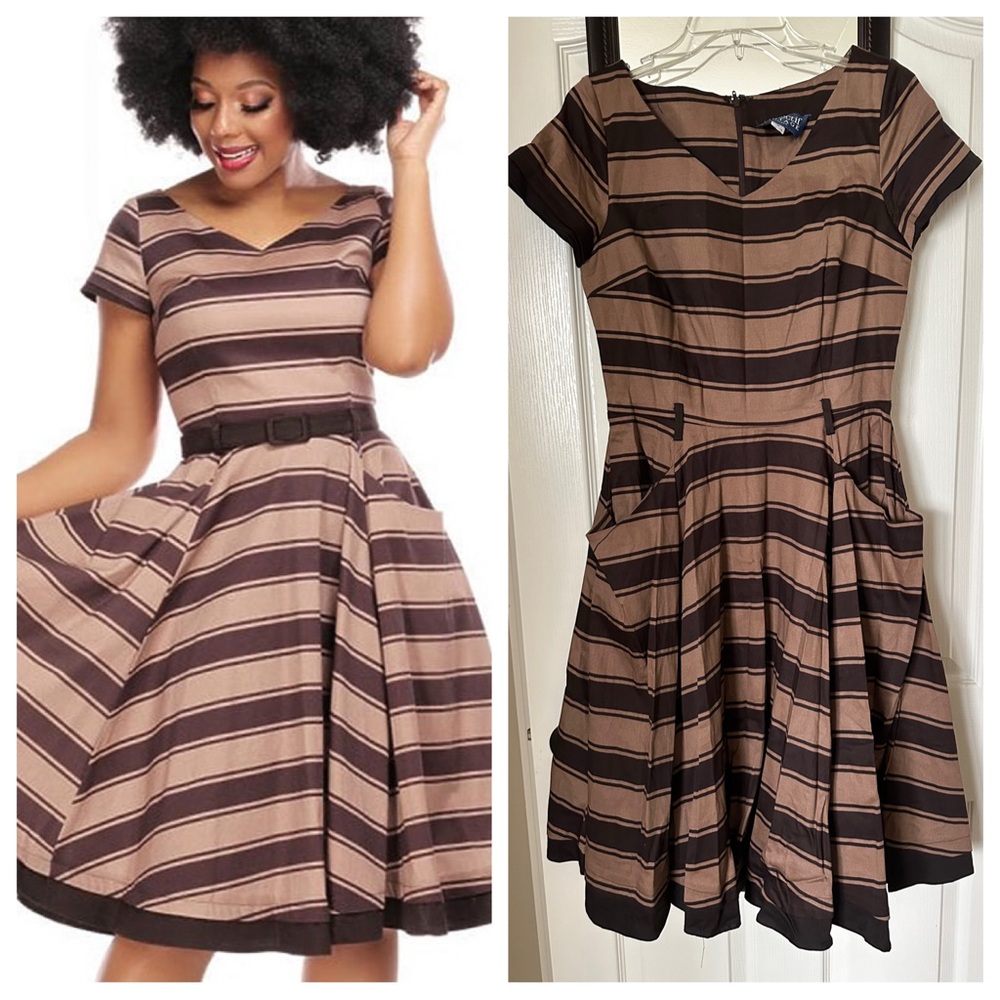 NWOT Collectif Stripe Saffron Pinup Dress: UK12 / M